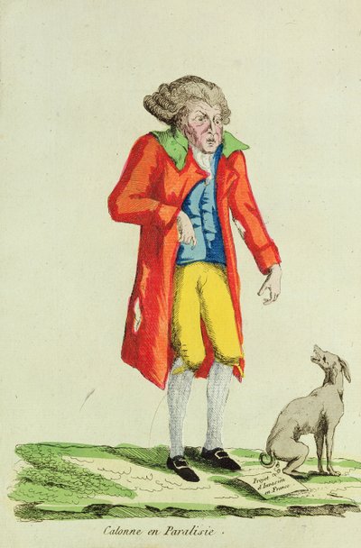 Caricature of Calonne paralysed by French School